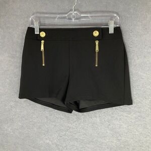 Express Short Womens Size‎ 2 Black Gold Zipper Accents Mid Rise Festival Party